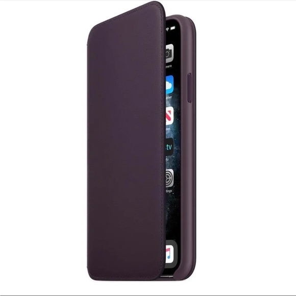 Apple Leather Folio Case for iPhone 11 Pro Max - Aubergine (Purple) New In Box - Picture 3 of 8